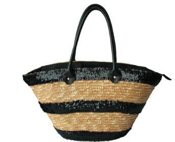 Custom Black Straw beach bags diy