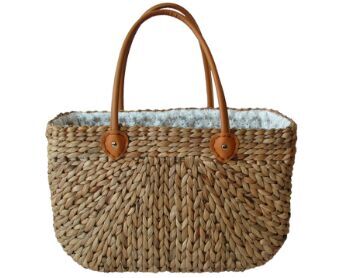 straw handbags with leather handle