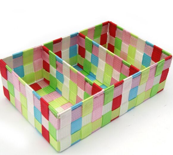 Recycled colorful plastic woven storage basket manufacturers