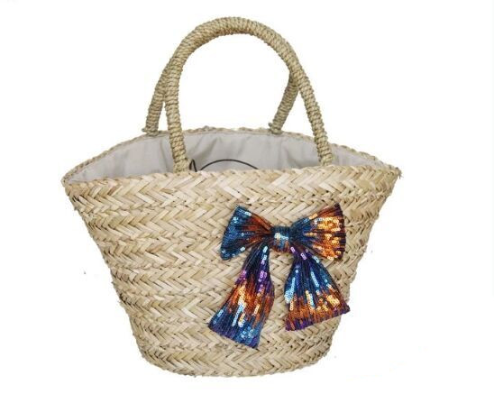Designer  Straw beach tote  handbags with bowknot decoration for sale