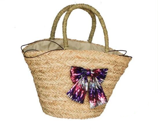 Designer  Straw beach tote  handbags with bowknot decoration for sale