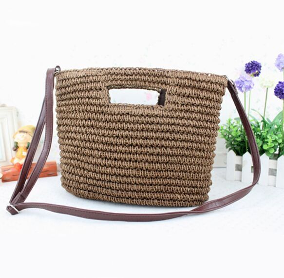 Crochet paper rope square straw bags crossbody bags