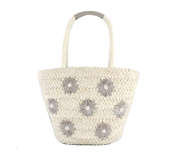 Handmade Cute Straw bagsTote with embroidery flower designer for beach hongkong