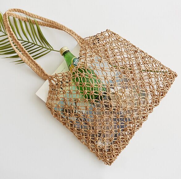 Custom Crochet square straw beach bag tote diy