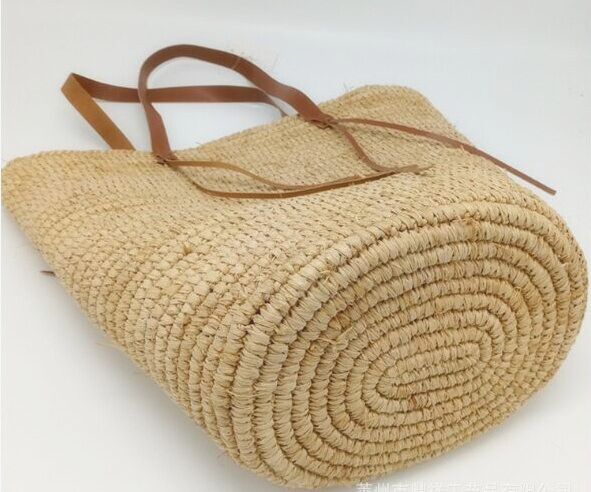 2018 New design handwoven Ruffle straw bags crochet with leather belt for summer