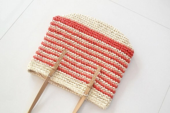 Natrual style workmanship crochet stripes bags recycle