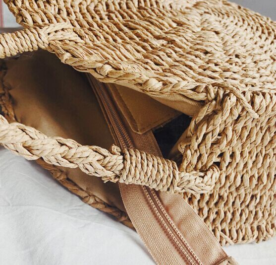 New Straw beach bag with zipper Round crossbody australia manufacturer