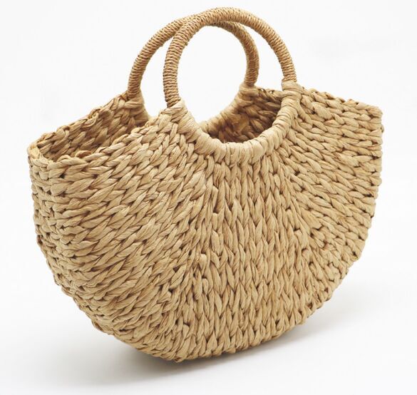 2018 Fashion Summer handmade  Rattan Woven handbag Beach straw bag diy cheap for sale black