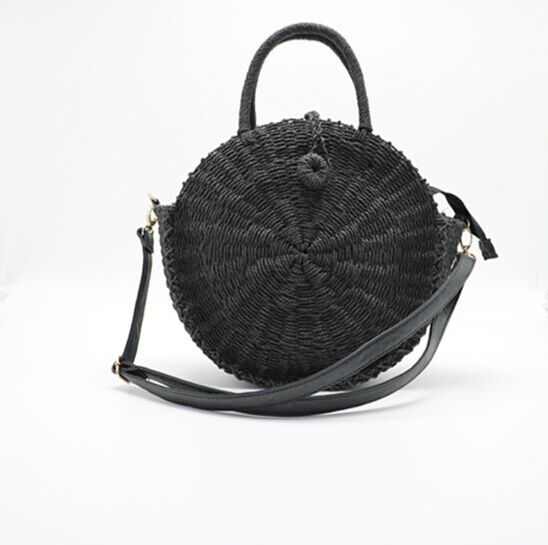 2018 new style  Straw bags circle trend  for summer aliexpress australia popular black natural color