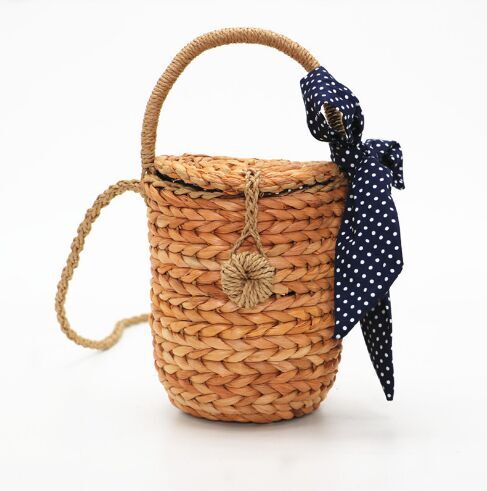 New arrival Straw bucket with cover handle  or cross body basket uk wholesale